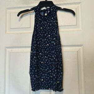 Beacon Julya Double Button Blue Abstract Print Halter Top Size Medium